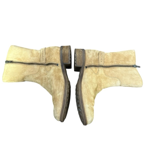 UGG Keppler Chestnut Suede Sheepskin Buckle Moto Short Boots Size US 9.5 Womens - Picture 5 of 10